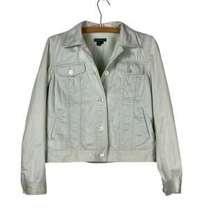 Lauren Jeans Co. Light Green Denim Jacket Womens S Spring Casual Vtg 90s Y2k